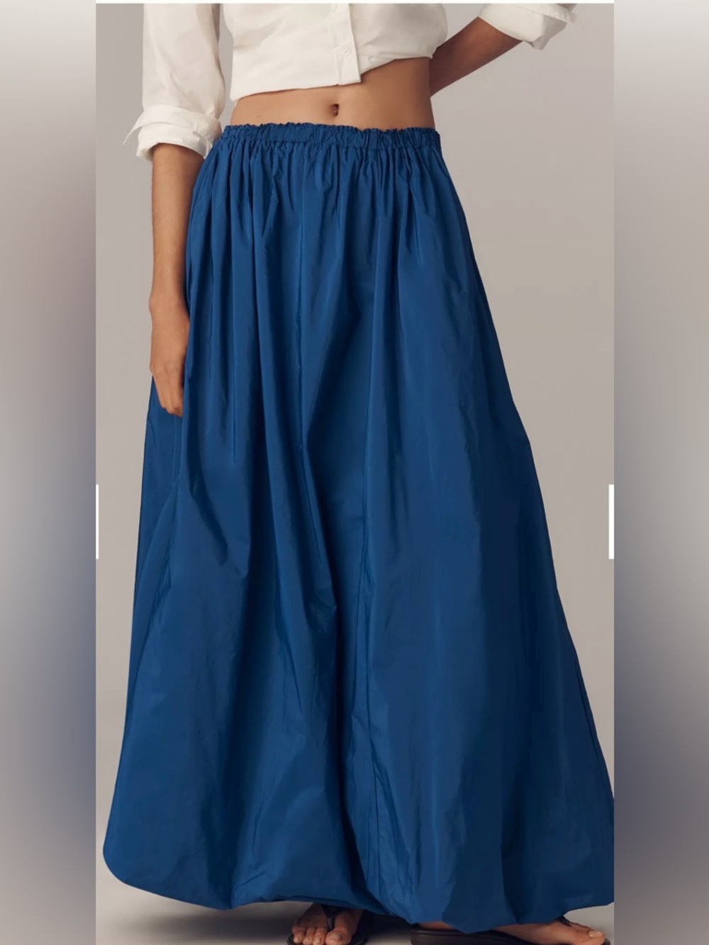Anthropologie Maxi Shirt Blue Bubble Hem Vacay Preppy Boho Retro Small 🔥 - Picture 3 of 5